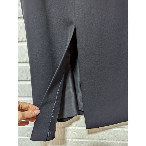 Rena Rowan Women's Black Zip Back Slit Straight Pencil Midi Skirt Size 8 - Picture 4 of 6